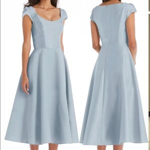 ALFRED SUNG Cap Sleeve Full Skirt Midi Dress (in color: Mist)